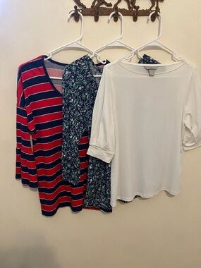 BUNDLE OF 3 Women’s White Boatneck Short-Sleeve Top